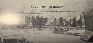 newspaper image showing fire damage